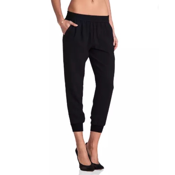 black polyester joggers